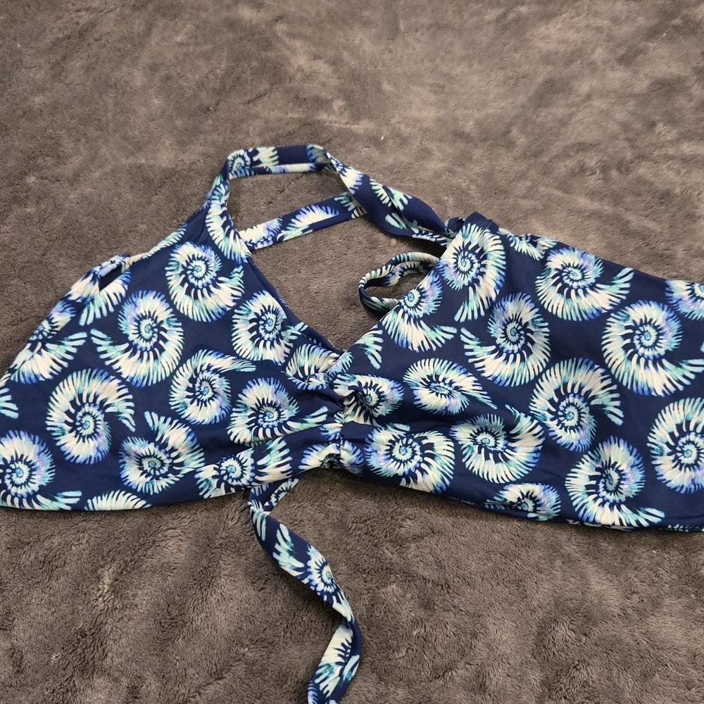 Fused Hawaii Nautical Blue Spiral Bikini Top